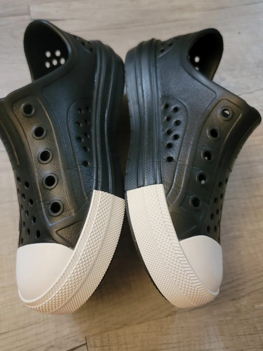Converse Kids Black Slip-On Rubber Sandals with White Toe Caps